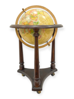 Globe terrestre décoratif sur support en bois élégant, design Art Déco, traditionnel, écologique, durable, rotatif, fait main, gonflable