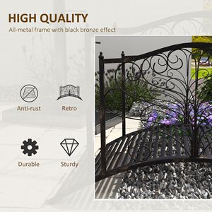 Arco da Giardino in Metallo da 4FT con Decorazioni Intagliate e Ringhiere di Sicurezza, Facile Montaggio, Nero Bronzo - Product Image 4