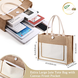 Bolsa de Compras de Yute Resistente y de Gran Capacidad con Costuras Reforzadas para Uso Diario - Product Image 2