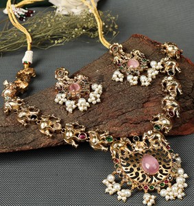 Conjunto de Collar y Pendientes de Plata Oxidada con Diseño Bohemio de Animales, Zirconia, Hecho a Mano, Chapado en Oro, Joyería para Mujer para Bodas y Fiestas, Venta al por Mayor - Product Image 3