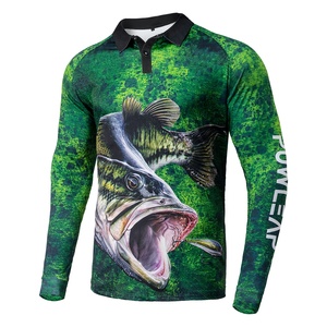Polo de pêche unisexe à manches longues pour la saison estivale, imprimé par sublimation, col vert camouflage, style UPF 50, antibactérien - Product Image 1