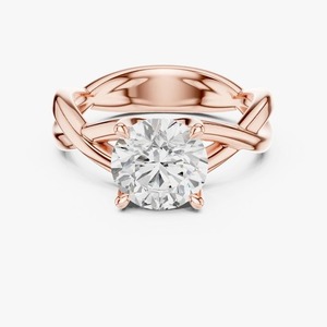Bague de fiançailles solitaire torsadée en or jaune 9 carats avec diamant de laboratoire rond de 2 carats, bijoux de mariée personnalisés en gros - Product Image 5
