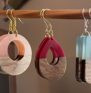 Pendientes de Madera de Mango y Resina, Accesorio de Moda para Mujer, Joyería de Moda - Product Image 5