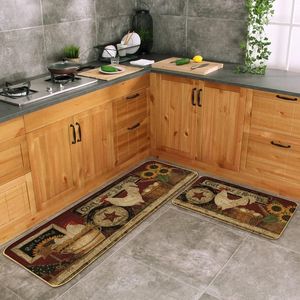 Ensemble de 2 tapis de cuisine style ferme antidérapants avec motif coq, lavables, décoratifs, pour fêtes saisonnières et de fin d'année - Product Image 3
