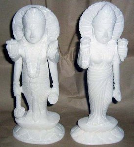 พิเศษสีขาวหินอ่อนพระนารายณ์ Laxmi รูปปั้น - Product Image 4