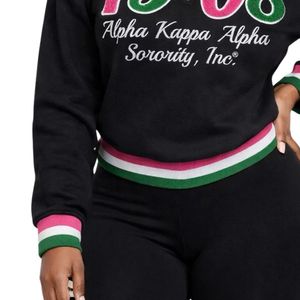 Sudadera negra de cuello alto con cremallera hasta la cintura, manga larga, de forro polar suave, para mujer, estilo casual, ropa de hermandad, 1908 - Product Image 3