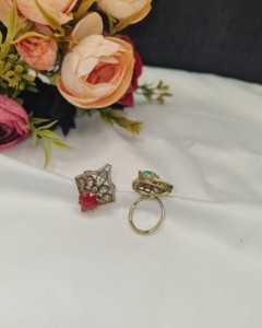 Wholesale Square Shape Kundan Gem Stone <b>Adjustable</b> <b>Ring</b> Artificial Imitation Jewellery For Women Wedding Reception Manufacturers - Product Image 3