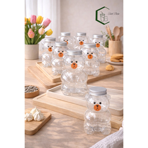 500ml <b>Cute</b> <b>Bear</b> Shape PET Plastic Bottle Jar with Aluminum Lid Made in Vietnam Screw Cap Seal for Beverage Packaging Export Asia - Product Image 5