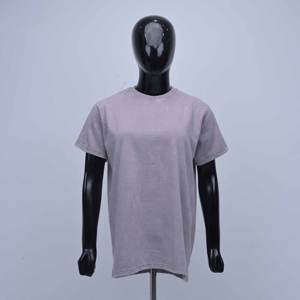 T-shirt décontracté en coton lavé vintage de haute qualité pour femme, col rond, manches courtes, vente en gros - Product Image 1