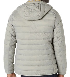 Custom Men's Thick Puffer Bubble Jacket Warm Printed Down <b>Coat</b> Insulated Hood Stand Collar Front Logo Position - Product Image 2