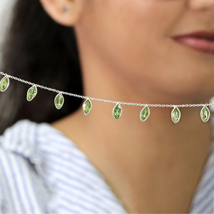 Collar de Plata de Ley 925 con Peridoto, Corte Marquesa, Elegante, Joyería Fina, Regalo para Mujer, Venta al Por Mayor - Product Image 3