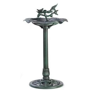 Mangeoire à oiseaux en aluminium avec feuille, pour 2 oiseaux, couleur noir et vert, pour jardin extérieur, produits artisanaux, design standard - Product Image 5