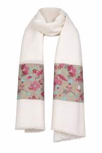 Châle en cachemire et laine fine VIC pour femme, élégant, avec bordure florale tissée, doux, chaud, de qualité supérieure, 70 x 200 cm - Product Image 6