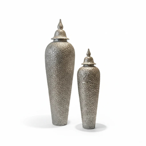 Juego de jarrones de metal de lujo para suelo, con acabado martillado, urnas decorativas para decoración de interiores de hogares modernos, juego de jarrones altos de alta gama. - Product Image 1