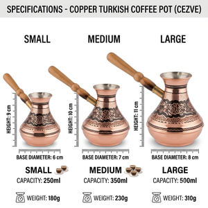 Cezve vintage bicolore noir en cuivre gravé à motifs floraux, pour café turc, à poser sur cuisinière, type Briki grec, avec base ronde et poignée en bois robuste - Product Image 6