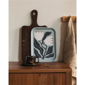 Handmade Rectangular Enamel Serving <b>Tray</b> Floral Print Decorative Metal Platters for Coffee <b>Table</b> Kitchenware Wholesale Supply - Product Image 1