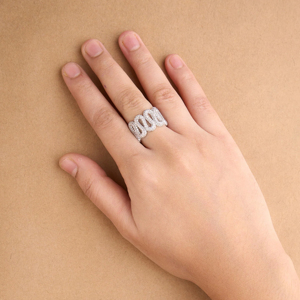 Geometric <b>Cocktail</b> <b>Ring</b> Rose <b>Gold</b> Plated 925 Silver Crystal Rhinestone Unisex Luxury Everyday Wear - Product Image 2