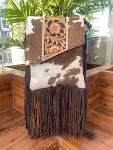 Bolso bandolera con flecos de piel de vaca de lujo personalizado para mujer, bolsos de vaquera occidentales de transporte oculto de cuero genuino - Product Image 3