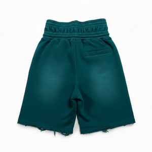 Shorts sportifs pour hommes en coton épais, écologiques, délavés, taille mi-haute, couleur unie, avec logo personnalisé, vente en gros - Product Image 3
