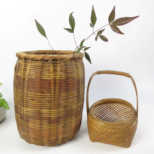 Ensemble de 2 paniers en bambou vintage japonais, paniers de rangement naturels tissés à la main, décoration rustique pour la maison, fournisseur, fabricant - Product Image 1