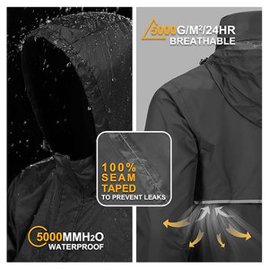 Mens Rain <b>Jacket</b> Waterproof <b>Lightweight</b> Packable Rain Pullover Windproof Hooded Outdoor Shell Coat for Hiking Golf <b>Running</b> - Product Image 2