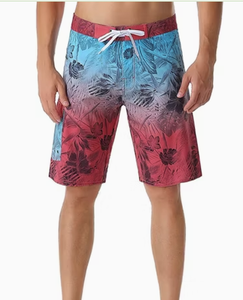<b>Mens</b> Floral Gradient Board Shorts Quick Dry Drawstring Casual Swim <b>Trunks</b> Mid Waist Polyester Bermuda Shorts - Product Image 1