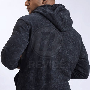 Ensemble court tendance pour homme, sweat à capuche délavé, toucher doux, look élégant, 100 % coton avec doublure polaire - Product Image 2