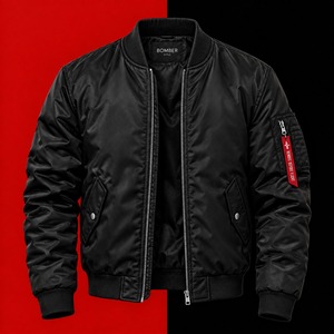 <b>Men's</b> Bomber <b>Jacket</b> Stand Collar Zip Up Flight <b>Jacket</b> <b>Fleece</b> <b>Lined</b> Windproof Outerwear <b>for</b> Autumn Winter - Product Image 1