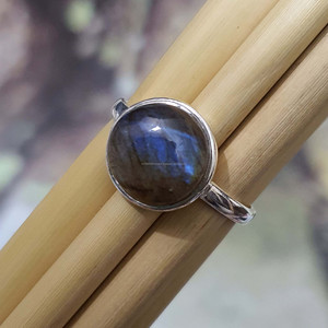 Anillo de labradorita de Fuego Azul Original Plata de Ley 925 hecho a mano Simple delicada joyería apilable de alta calidad la mayoría de moissanita - Product Image 2