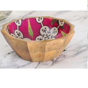 Tazón para Servir Ensaladas de Madera de Acacia Ecológica con Acabado Esmaltado, Diseño Moderno, para Fiestas, Directo del Fabricante en India - Product Image 2