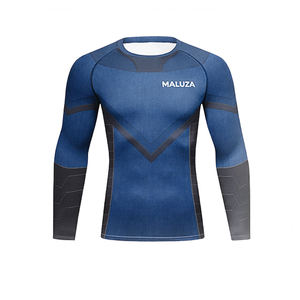 Camiseta Deportiva de Compresión para Hombre, Manga Larga, para Gimnasio, Fitness, Entrenamiento, Running, Protección UV UPF50, Secado Rápido, Transpirable, MALUZA - Product Image 1