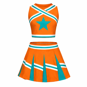 Ensemble d'uniformes de cheerleading personnalisés pour équipe, séchage rapide, respirant, impression par transfert thermique, jupe et haut avec strass, logo personnalisé, OEM - Product Image 4