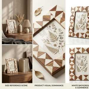 Cadre décoratif moderne de luxe fait main en résine et os incrustés, porte-photo personnalisé avec motif mosaïque premium pour un intérieur élégant - Product Image 6