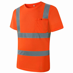 เสื้อยืดสะท้อนแสงสีส้มสะท้อนแสง LED แขนสั้นแอนซีคลาส1 EN ISO 20471คลาส2พร้อมส่ง - Product Image 1