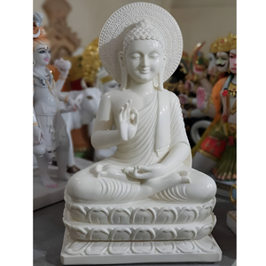 Proveedor Indio Vende Estatua de Buda de Mármol Blanco Tallada a Mano de Alta Calidad para Sala de Estar con Color y Tamaño Personalizables - Product Image 1