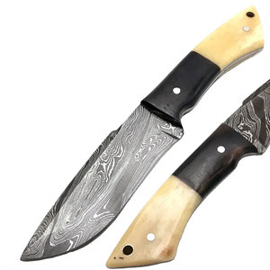 Cuchillo de Caza de Acero de Damasco con Espiga Completa y Mango de Madera para Camping, Senderismo, Pesca y Exploración al Aire Libre - Product Image 3