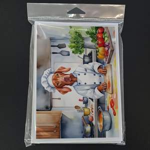 Vizsla the Chef Whimsical A7 Tamaño 5x7 Tarjetas de notas en blanco Paquete de 8 tarjetas de felicitación con sobres - Product Image 3
