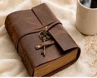 Carnet de notes vintage en cuir fait main avec fermeture à clé antique – Journal de voyage rechargeable, carnet d'écriture et de croquis