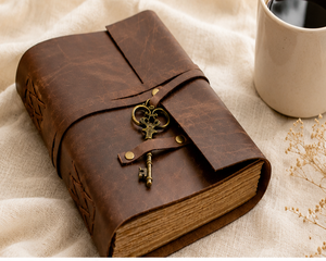 Carnet de notes vintage en cuir fait main avec fermeture à clé antique – Journal de voyage rechargeable, carnet d'écriture et de croquis - Product Image 1