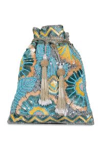 Sac Potli en Coton Brodé Zari de Luxe pour Femme, Fait Main, Festif, Ethnique, de Créateur, Forme Pochette de Mariage - Product Image 4