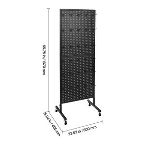 Espositore a Pannello Forato da 23,6 x 63 Pollici con Ruote Girevoli e 30 Ganci, in Acciaio Laminato a Freddo Rinforzato PE - Product Image 4