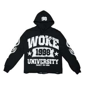 Conjunto de Sudadera con Capucha Oversize de 2 Piezas Estilo Y2K OEM, 100% Algodón, Blanco, con Bolsillo Bordado, Sudadera Casual con Mangas Raglán - Product Image 5