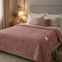 Plaid chauffant électrique 110V 50*60 pouces en flanelle polaire, chauffe rapide, protection contre la surchauffe, lavable en machine, certifié FCC ETL
