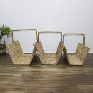 Artex Dong Thap Rustic Woven Firewood <b>Basket</b> Set 3-Piece Rectangle Classic Style <b>Wood</b> Storage <b>for</b> <b>Fireplace</b> - Product Image 4