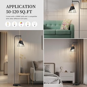 Lámpara de Pie Negra Contemporánea con Interruptor de Pie y Portalámparas E27 para Iluminación del Hogar - Product Image 4