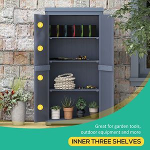 Casetta da Giardino Grigia Facile da Montare, Armadio Esterno per Stoccaggio, Tetto Zincato Impermeabile, Porta con Serratura in Resina per Conservazione Sicura - Product Image 5