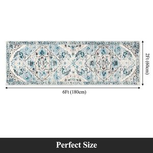 Alfombra de Estilo Boho Vintage, Antideslizante, Oriental, Lavable a Máquina, para Dormitorio, Cocina, Sala de Estar, Lavandería - Product Image 2