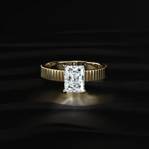 Radiant Cut Ridged Labgrown Diamond Band IGI Certified Dual Tone Engagement <b>Ring</b> for Men Buy Direct From <b>Indian</b> Trusted Supplier - Product Image 1
