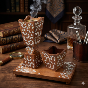 Mini porte-brûleur d'encens en bois bois de santal Oud Bakhour Madkhan Mubkhar thé cadeaux mère perle matériel pour Ramadan Eid Ambergris - Product Image 1