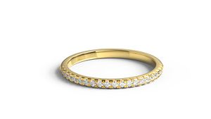 Anillo de Boda de Oro de 18K con Micro Pavé de Diamantes, Corte Redondo, Media Eternidad, Anillo Delicado Apilable, Joyería Fina para Mujer - Product Image 1